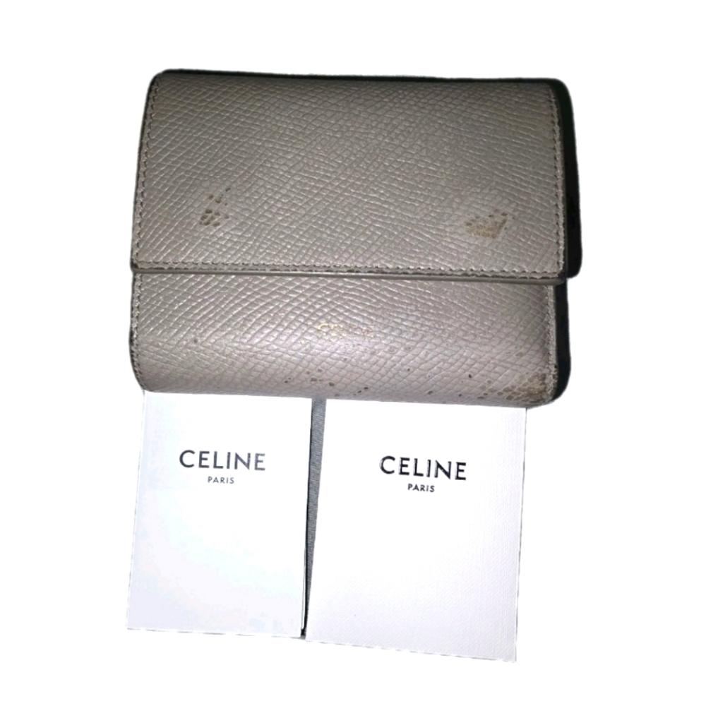 Celine Gray Leather Trifold Wallet